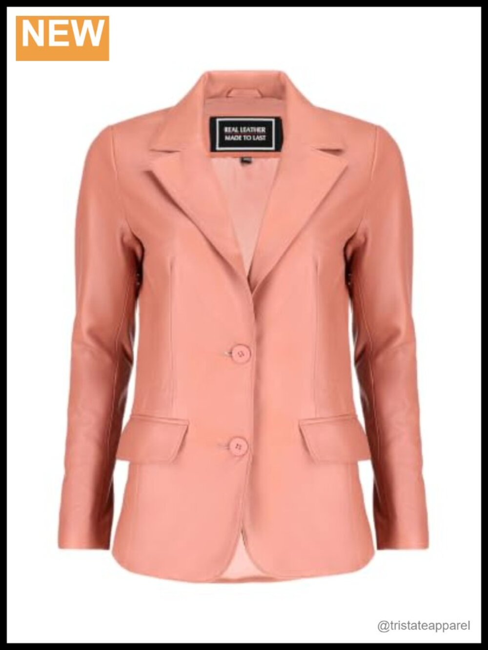 Women's Real Lambskin Leather Blazer Jacket Classic Notched Collar Long Sleeve